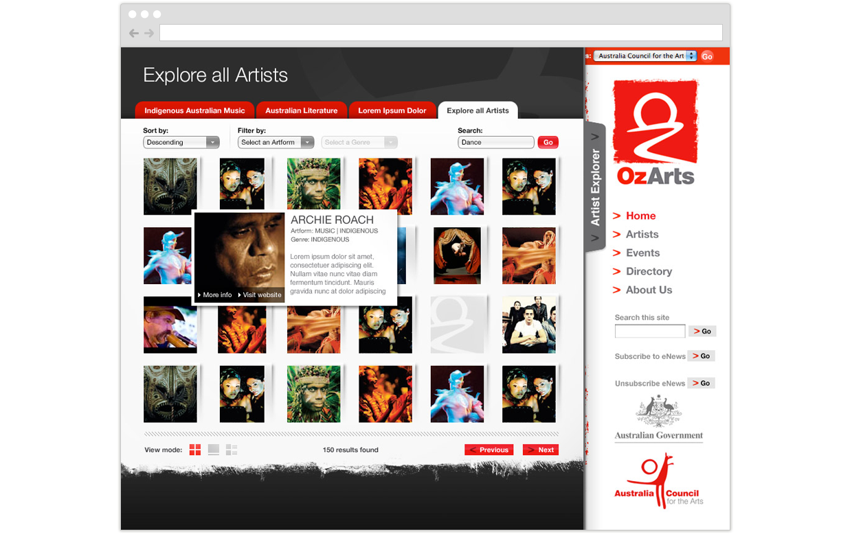 OzArts: Artist Explorer