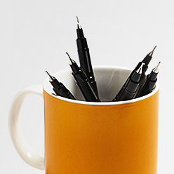 Six Black Pens